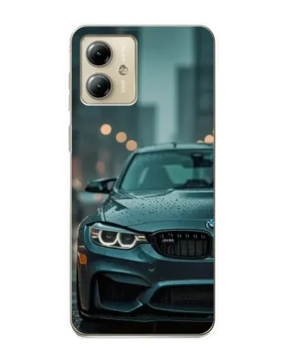 Чехол для Motorola MOTO G14 с картинкой «BMW в огнях города»