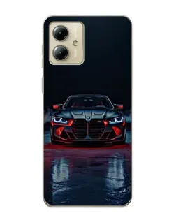 Чехол для Motorola MOTO G14 с картинкой «BMW на мокрой дороге»