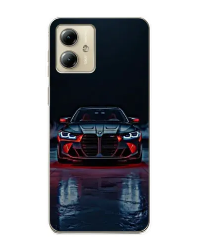 Чехол для Motorola MOTO G14 с картинкой «BMW на мокрой дороге»