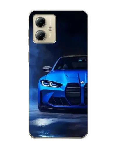 Чехол для Motorola MOTO G14 с картинкой «Голубая BMW M4»