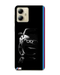 Чехол для Motorola MOTO G14 с картинкой «Силуэт BMW в темноте»