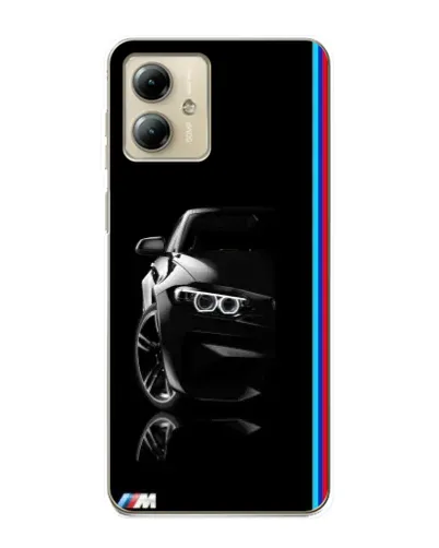 Чехол для Motorola MOTO G14 с картинкой «Силуэт BMW в темноте»