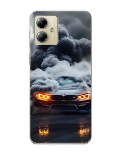 Чехол для Motorola MOTO G14 с картинкой «BMW в дыму»