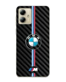 Чехол для Motorola MOTO G14 с картинкой «Эмблема BMW и карбон»