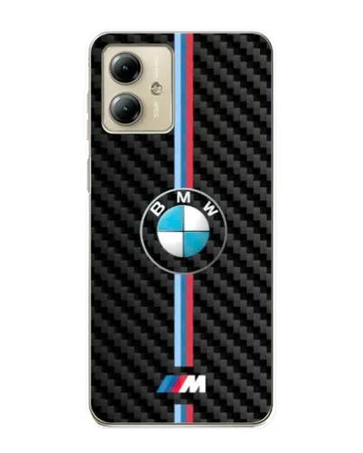 Чехол для Motorola MOTO G14 с картинкой «Эмблема BMW и карбон»