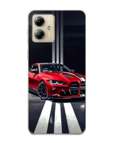Чехол для Motorola MOTO G14 с картинкой «Красная BMW на дороге»
