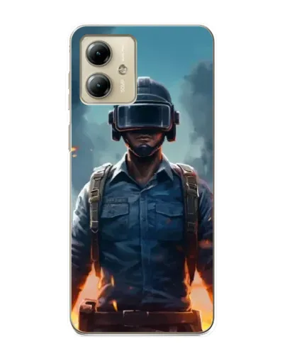 Чехол для Motorola MOTO G14 с картинкой «PUBG — реалистичный герой»