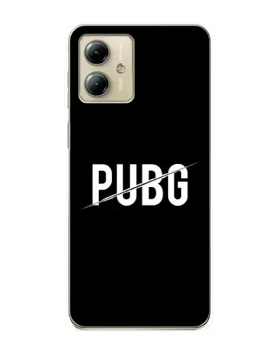 Чехол для Motorola MOTO G14 с картинкой «PUBG — белый логотип»