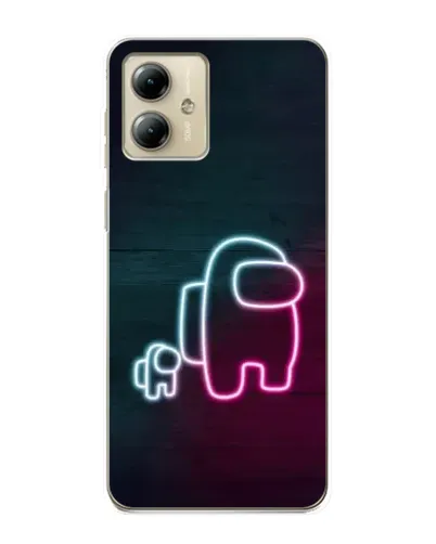 Чехол для Motorola MOTO G14 с картинкой «Among Us неон-арт»