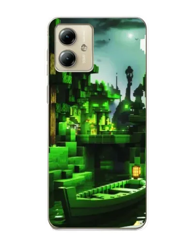 Чехол для Motorola MOTO G14 с картинкой «Minecraft лесной пейзаж»