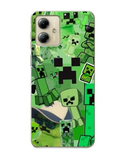 Чехол для Motorola MOTO G14 с картинкой «Криперы Minecraft»