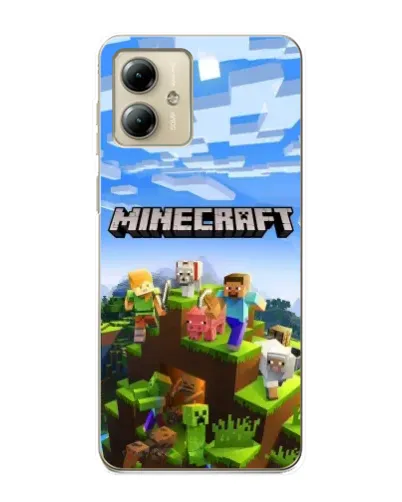 Чехол для Motorola MOTO G14 с картинкой «Minecraft классический мир»