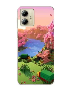 Чехол для Motorola MOTO G14 с картинкой «Розовое дерево Minecraft»