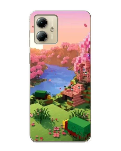 Чехол для Motorola MOTO G14 с картинкой «Розовое дерево Minecraft»