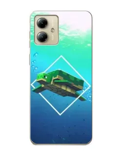 Чехол для Motorola MOTO G14 с картинкой «Черепаха Minecraft»