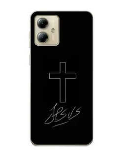 Чехол для Motorola MOTO G14 с картинкой «Графический крест Jesus»