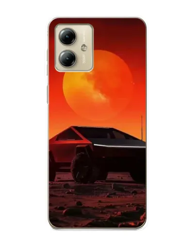 Чехол для Motorola MOTO G14 с картинкой «Cybertruck на Марсе»