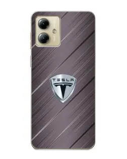 Чехол для Motorola MOTO G14 с картинкой «Металлическая текстура Tesla»
