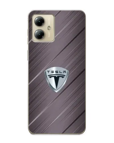 Чехол для Motorola MOTO G14 с картинкой «Металлическая текстура Tesla»