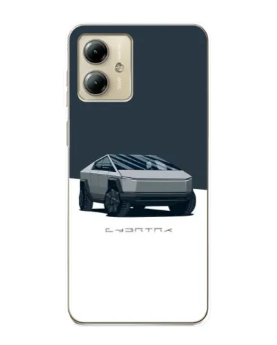 Чехол для Motorola MOTO G14 с картинкой «Серебристый Cybertruck Tesla»