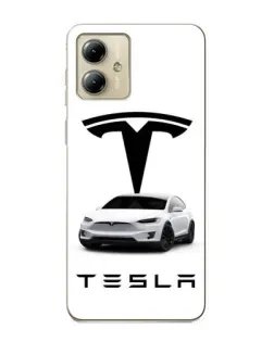 Чехол для Motorola MOTO G14 с картинкой «Tesla White Style»