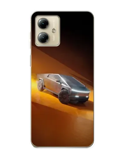 Чехол для Motorola MOTO G14 с картинкой «Cybertruck в пустыне»