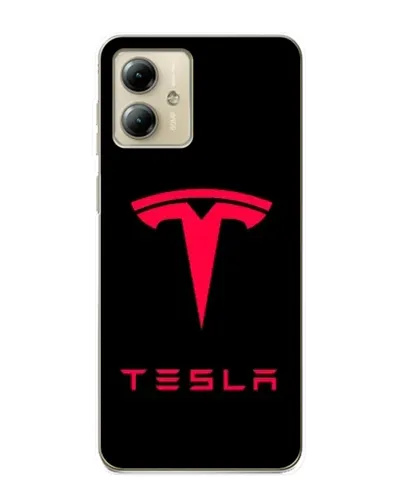 Чехол для Motorola MOTO G14 с картинкой «Tesla Red Logo»