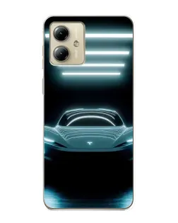 Чехол для Motorola MOTO G14 с картинкой «Tesla в неоне»