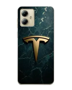 Чехол для Motorola MOTO G14 с картинкой «Мраморная Tesla Gold»
