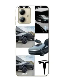 Чехол для Motorola MOTO G14 с картинкой «Коллаж Cybertruck Tesla»