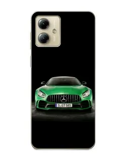 Чехол для Motorola MOTO G14 с картинкой «Mercedes — неоновый лого»
