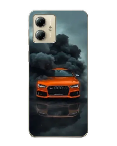 Чехол для Motorola MOTO G14 с картинкой «Audi в облаках дыма»