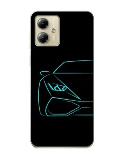 Чехол для Motorola MOTO G14 с картинкой «Голубой силуэт Lamborghini»