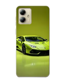 Чехол для Motorola MOTO G14 с картинкой «Салатовый Lamborghini Huracan»