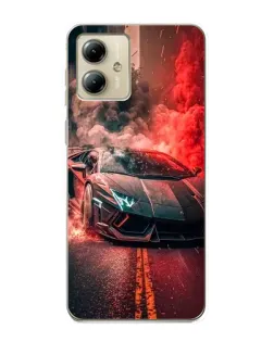 Чехол для Motorola MOTO G14 с картинкой «Lamborghini красный дым»