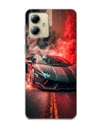 Чехол для Motorola MOTO G14 с картинкой «Lamborghini красный дым»