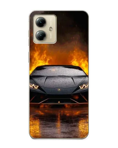 Чехол для Motorola MOTO G14 с картинкой «Lamborghini в огне»