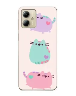 Чехол для Motorola MOTO G14 с картинкой «Pusheen трио»