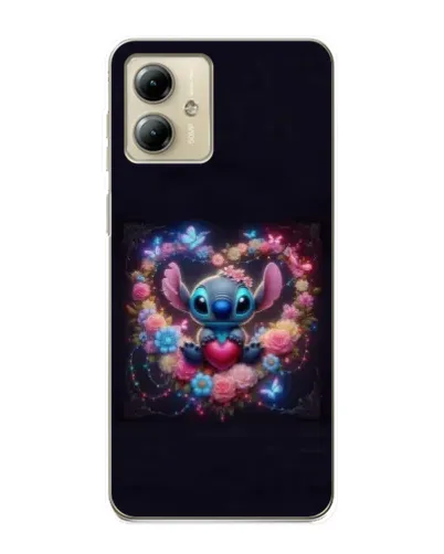 Чехол для Motorola MOTO G14 с картинкой «Stitch в цветах» Чехол для Motorola MOTO G14 с картинкой «Stitch в цветах»