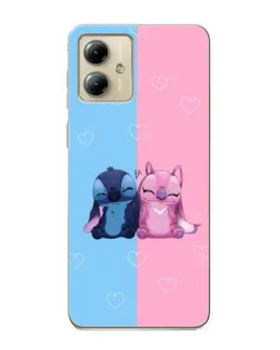 Чехол для Motorola MOTO G14 с картинкой «Stitch и Angel Love»
