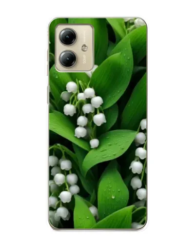 Чехол для Motorola MOTO G14 с картинкой «Ландыши в зелени»