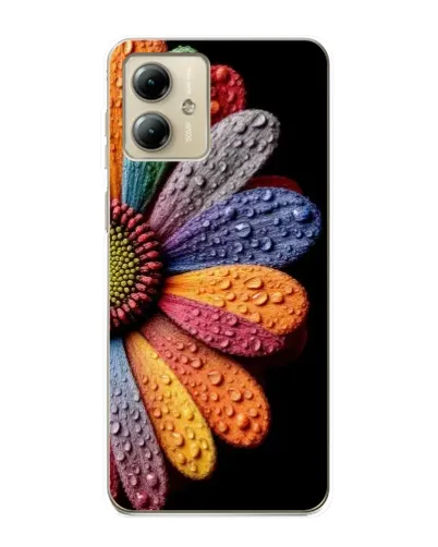 Чехол для Motorola MOTO G14 с картинкой «Радужный цветок»