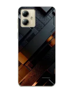 Чехол для Motorola MOTO G14 с картинкой «Черные геометрические блоки»