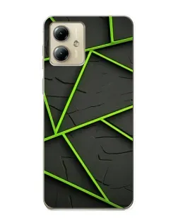 Чехол для Motorola MOTO G14 с картинкой «Зеленые геометрические линии»
