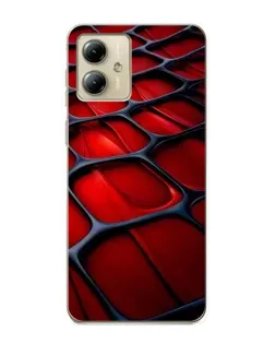 Чехол для Motorola MOTO G14 с картинкой «Красная глянцевая сетка»