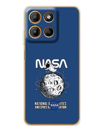 Чехол для Motorola Moto G15 Power с картинкой «NASA — лунная миссия»