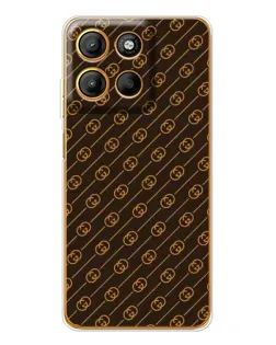 Чехол для Motorola Moto G15 Power с картинкой «Gucci — золотые диагонали»