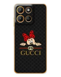 Чехол для Motorola Moto G15 Power с картинкой «Минни Маус Gucci — черный»