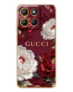 Чехол для Motorola Moto G15 Power с картинкой «Gucci — бордовые розы»