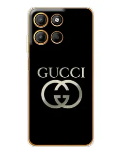 Чехол для Motorola Moto G15 Power с картинкой «Gucci — золото на черном»